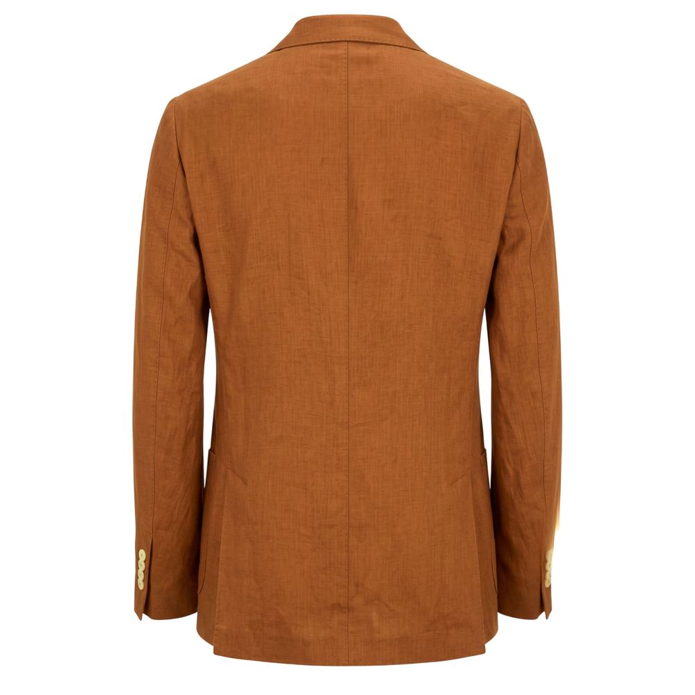 Roberto Pepe Luxury Brown Linen Men's Men's Jacket