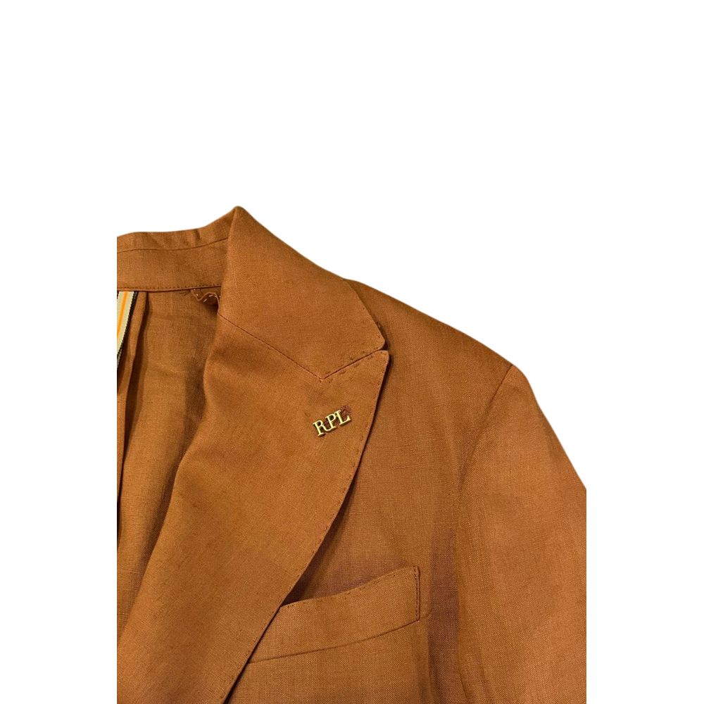 Roberto Pepe Luxury Brown Linen Men's Men's Jacket
