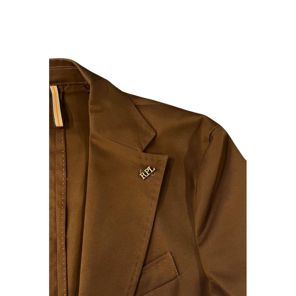 Roberto Pepe Luxury Brown Cotton Men's Men's Jacket