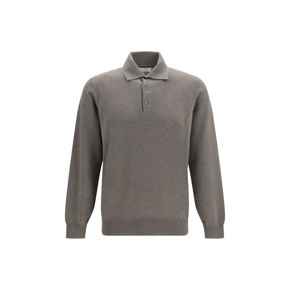 Brunello Cucinelli Brown Cashmere Polo Men's Shirt