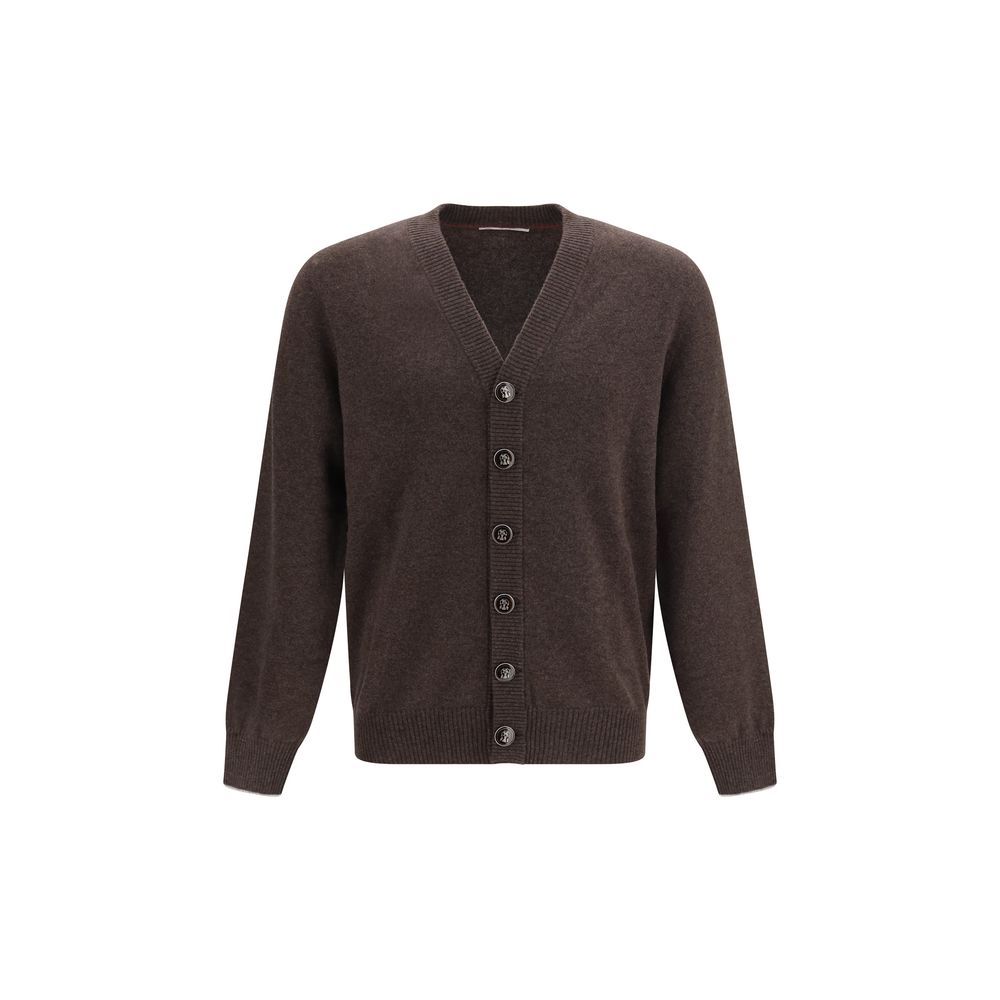 Brunello Cucinelli Brown Cashmere Men's Cardigan