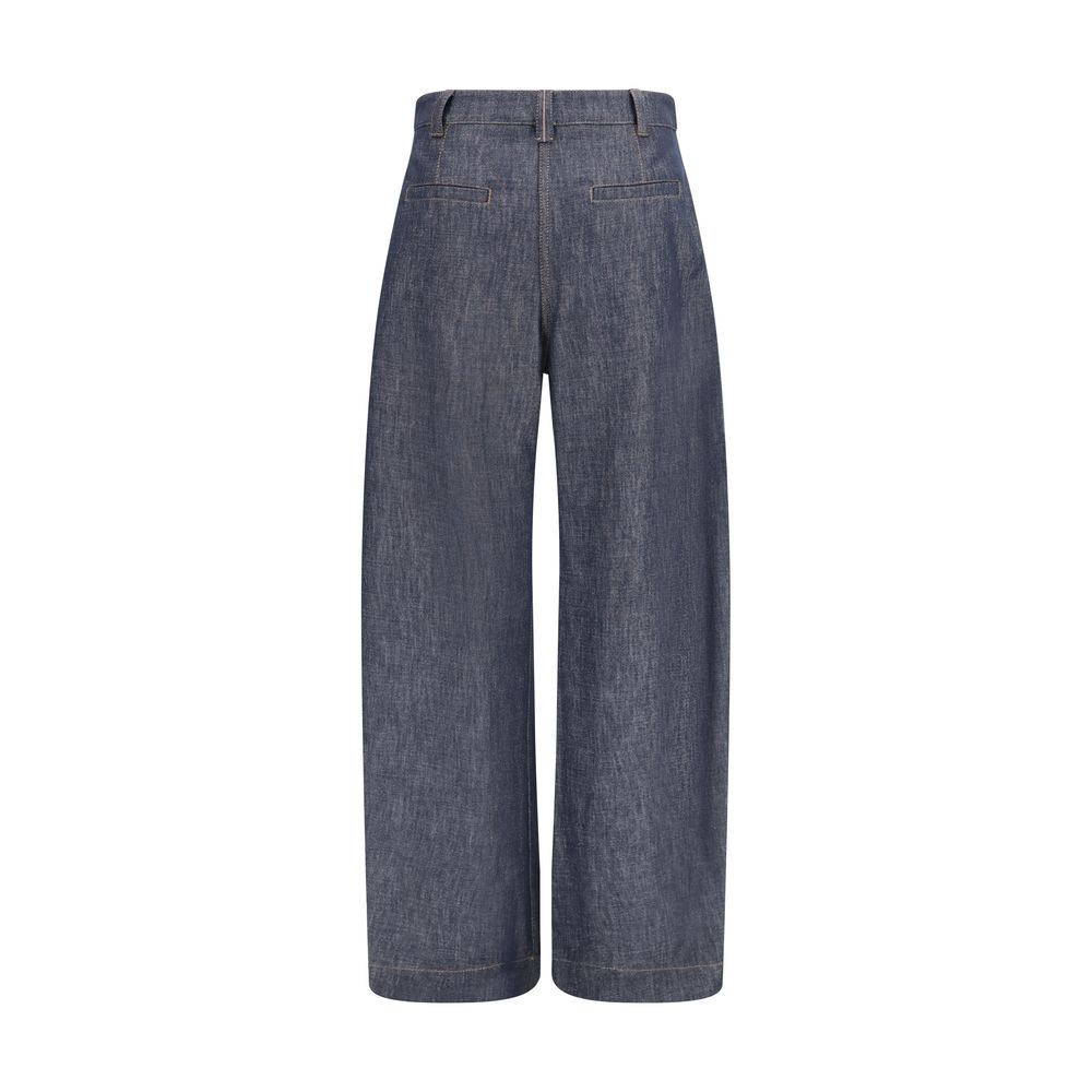 Brunello Cucinelli Blue Cotton High-Waisted Women's Jean