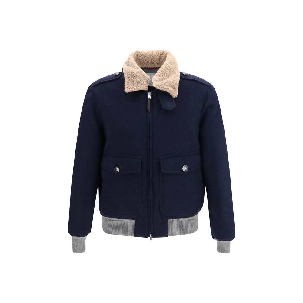 Brunello Cucinelli Blue Cashmere Full-Length Men's Jacket