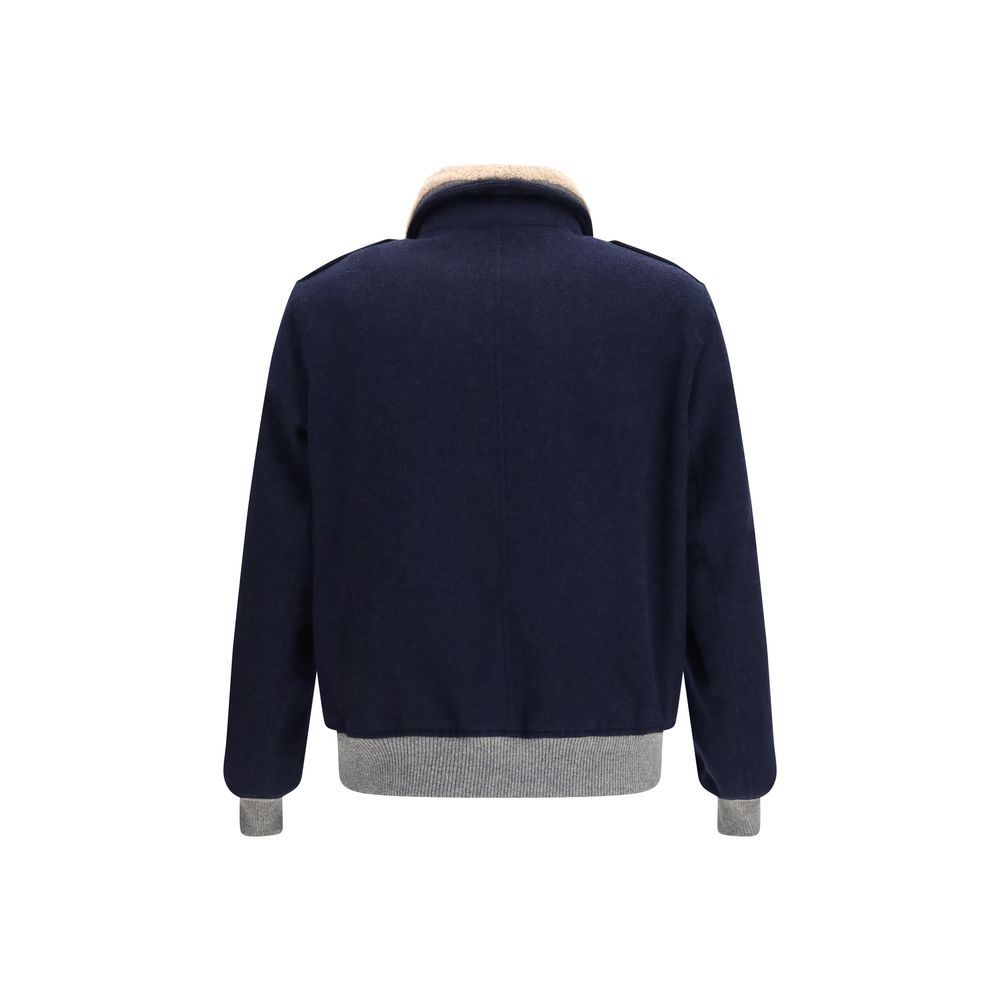 Brunello Cucinelli Blue Cashmere Full-Length Men's Jacket