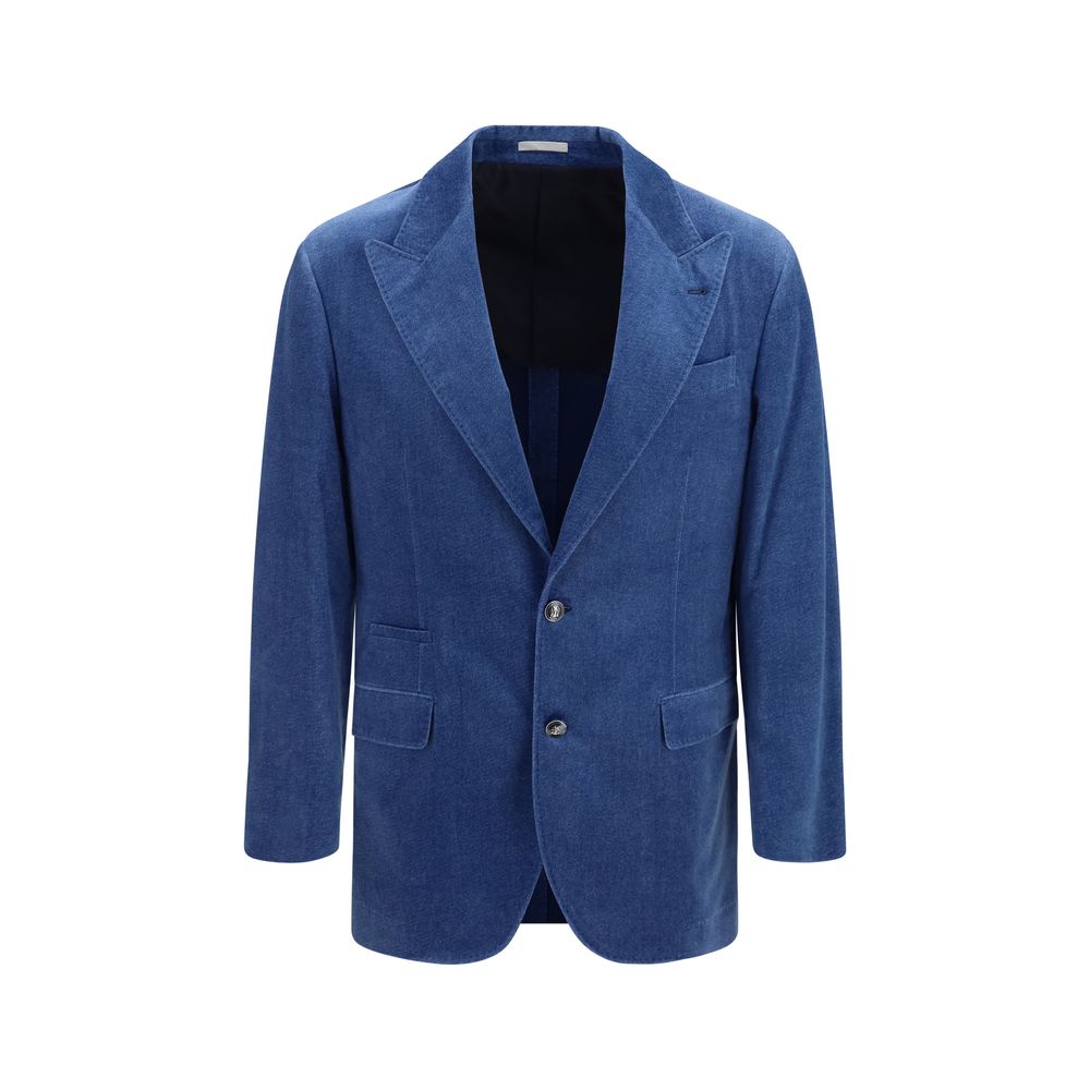 Brunello Cucinelli Blue Cotton Men's Blazer