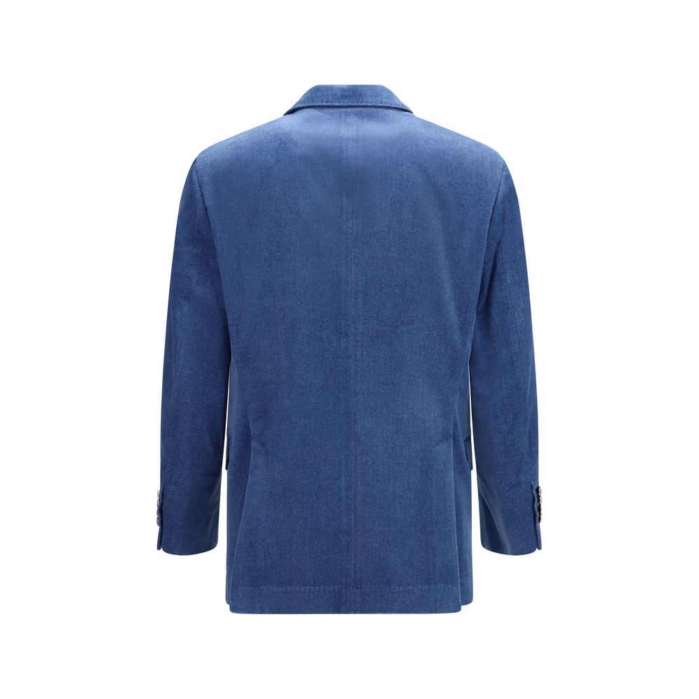 Brunello Cucinelli Blue Cotton Men's Blazer