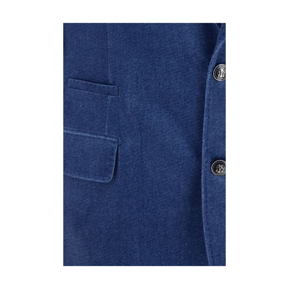Brunello Cucinelli Blue Cotton Men's Blazer