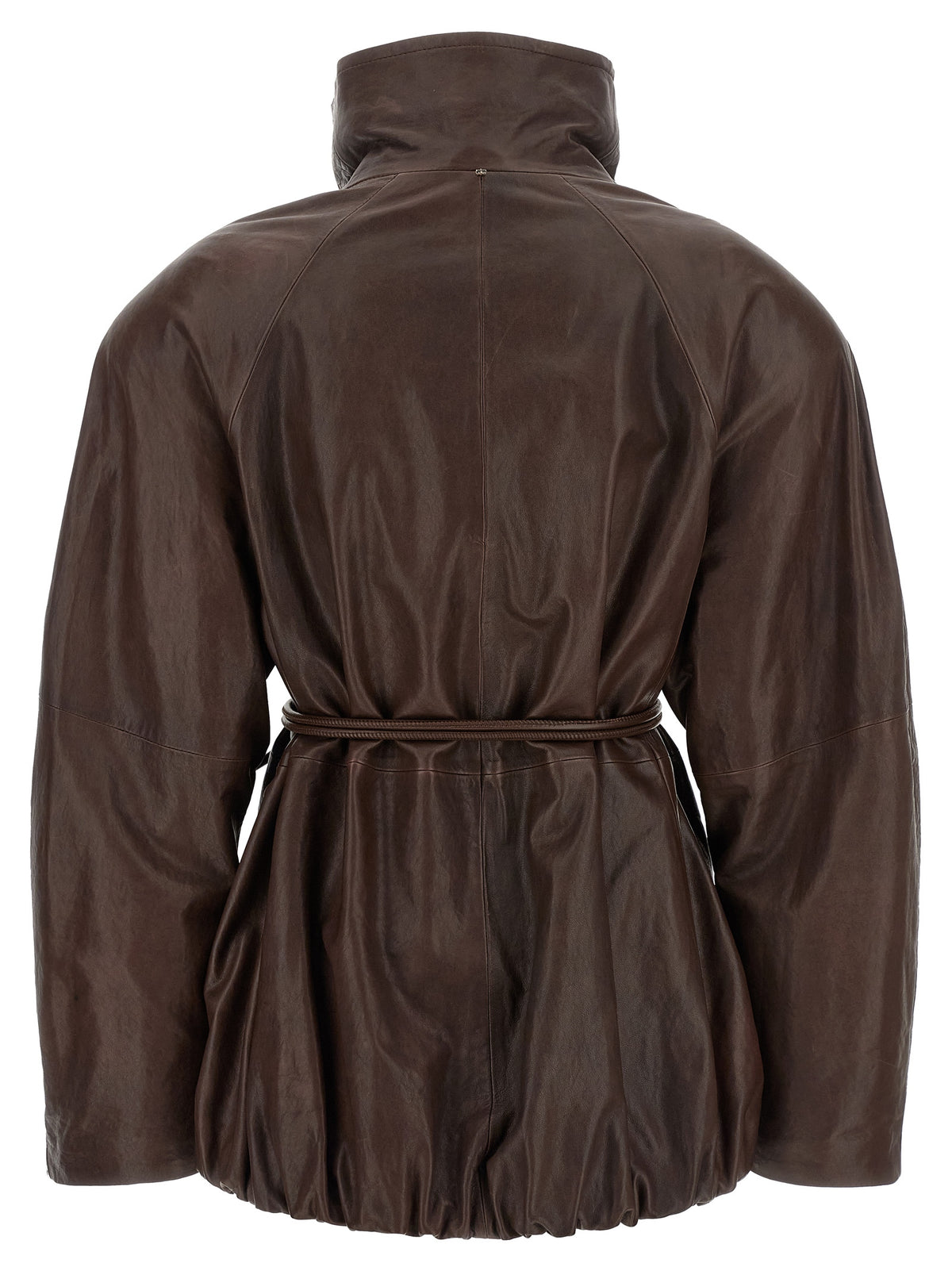 Sportmax Brown Lamb Leather Leather Women's Jacket