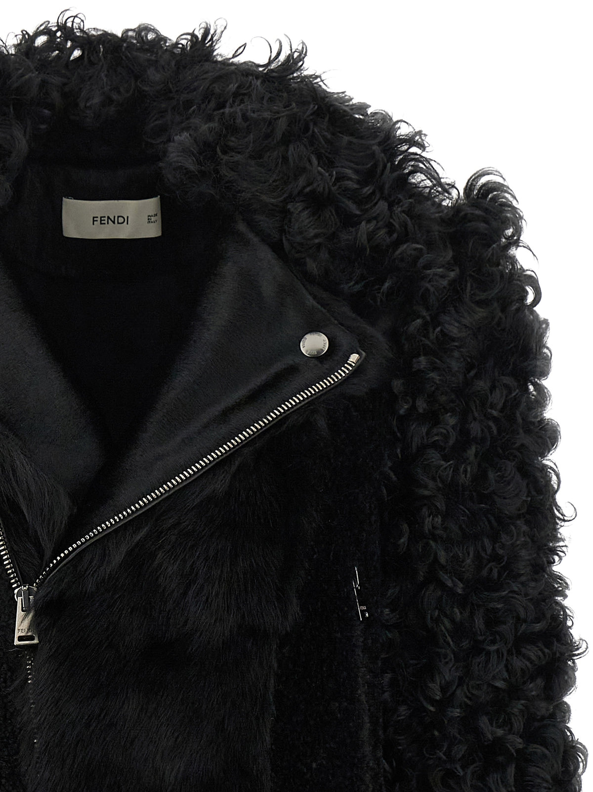 Fendi Black Lamb Leather Biker Women's Jacket