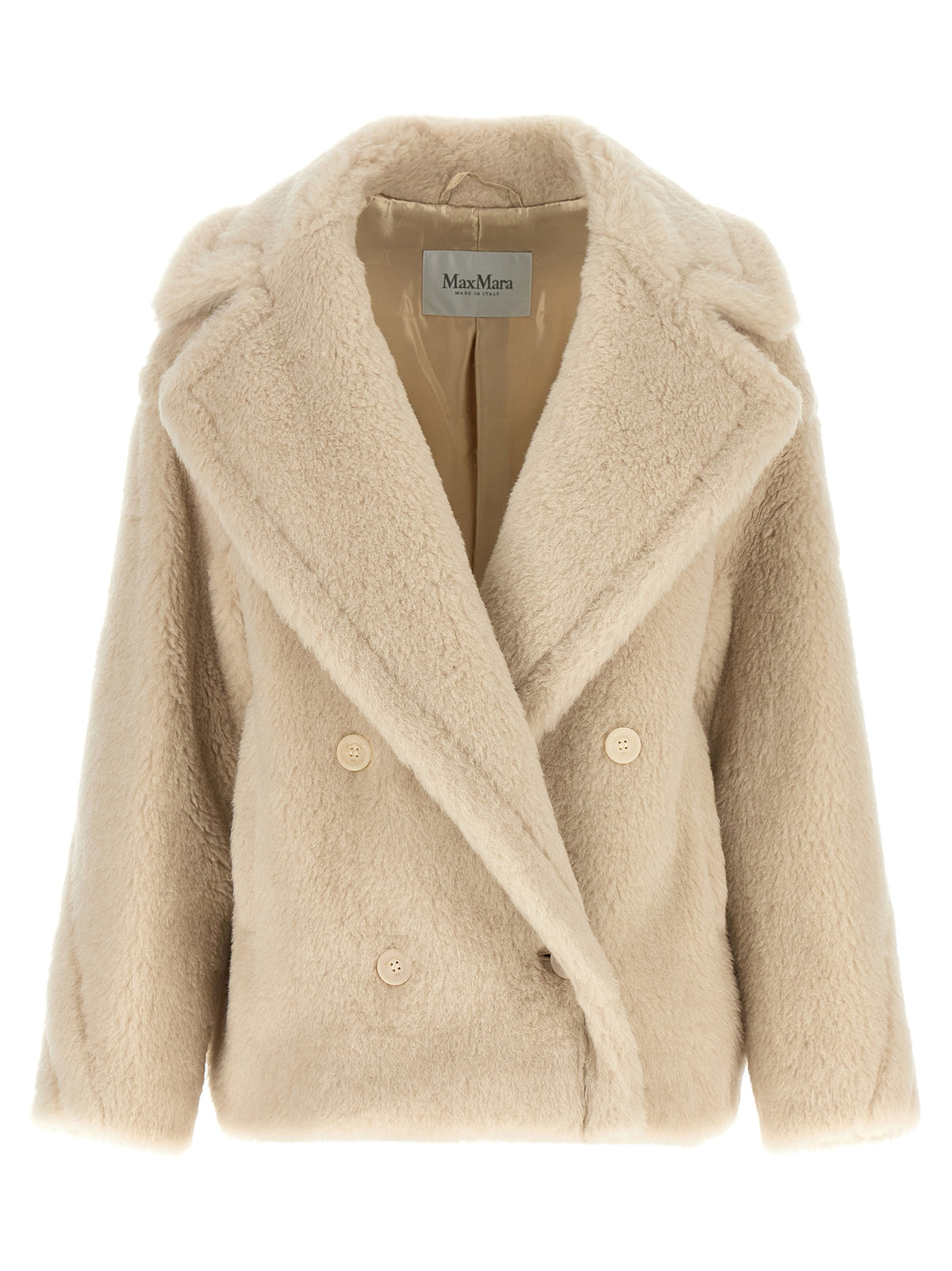 Max Mara White Alpaca Leather Women's Coat