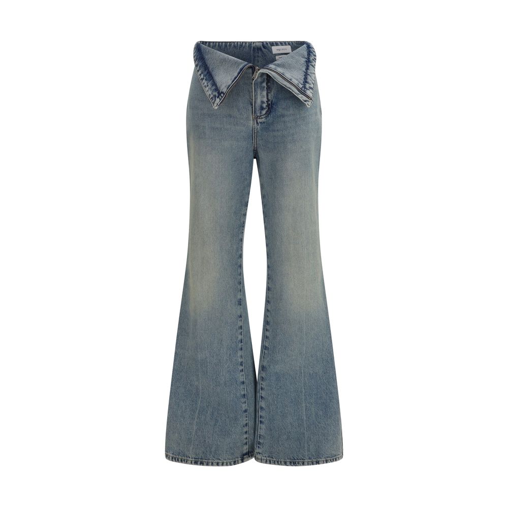 Alexander McQueen Blue Cotton Flared Women's Jeans