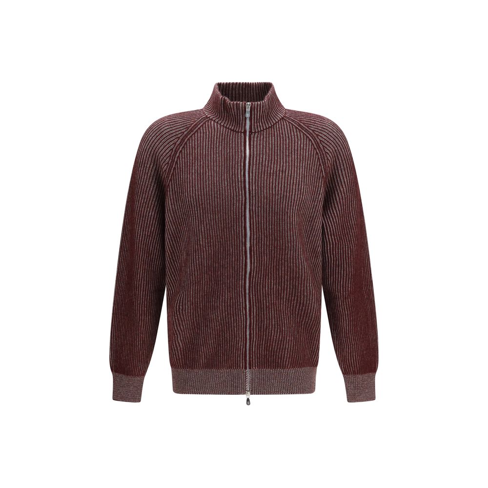 Brunello Cucinelli Bordeaux Cashmere Men's Cardigan