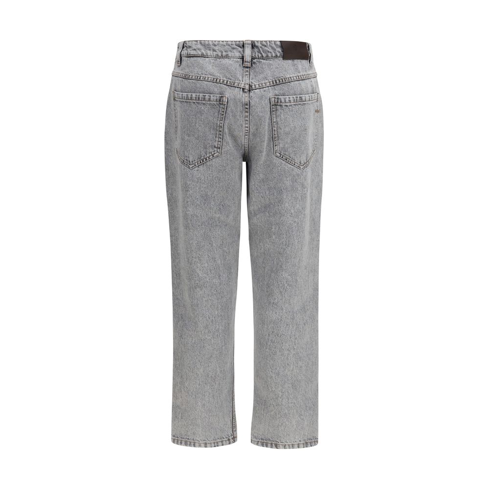 Brunello Cucinelli Gray Cotton Straight-Leg Women's Jeans