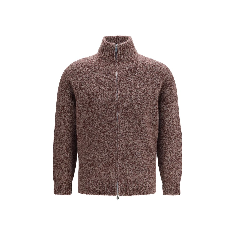 Brunello Cucinelli Bordeaux Wool Oves Aries Men's Cardigan