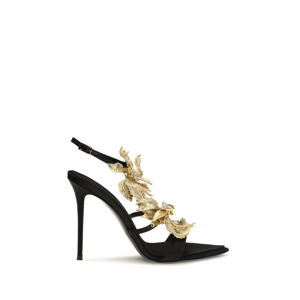 Giuseppe Zanotti Black Viscose Stiletto Heel Women's Sandals