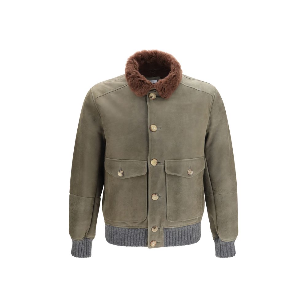 Brunello Cucinelli Bicolor Cashmere Men's Bomber