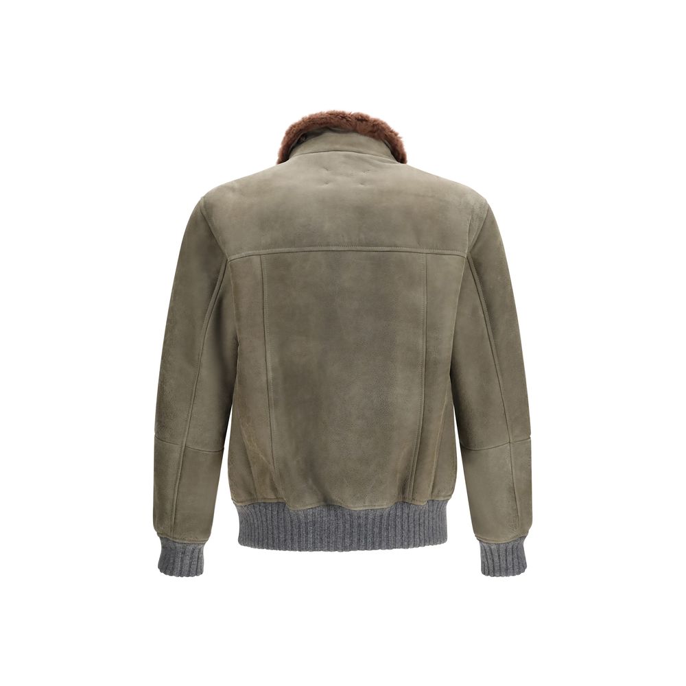 Brunello Cucinelli Bicolor Cashmere Men's Bomber
