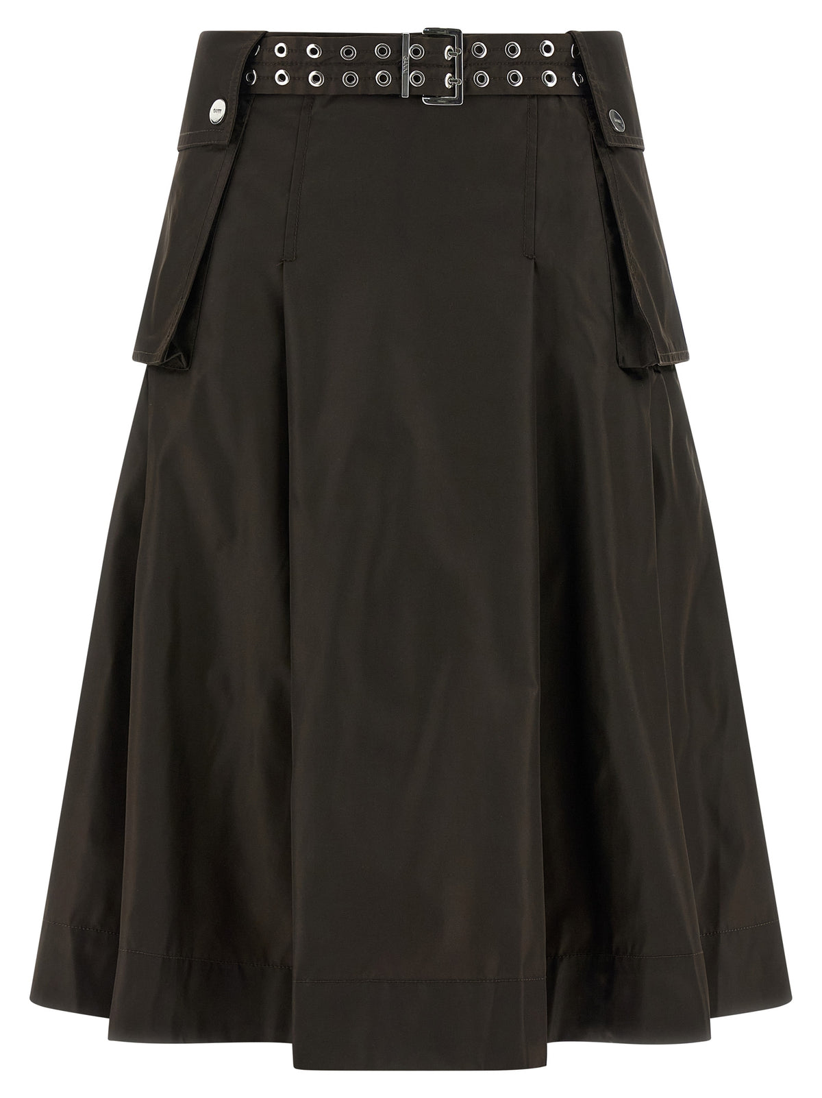 Ganni Brown Polyamide Midi Women's Skirt