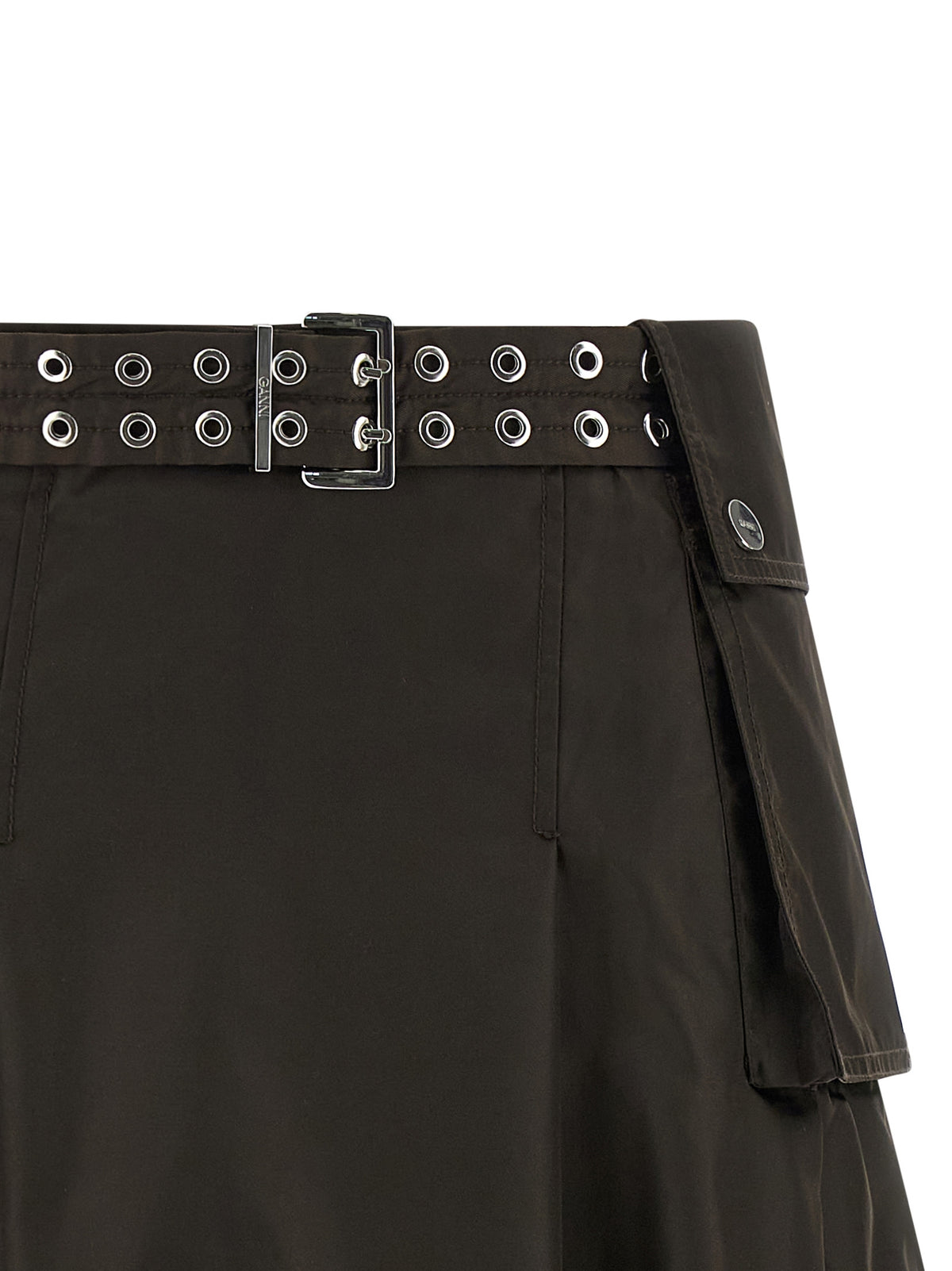 Ganni Brown Polyamide Midi Women's Skirt