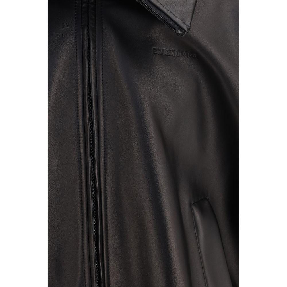 Balenciaga Black Lamb Ovis Aries Leather Men's Jacket