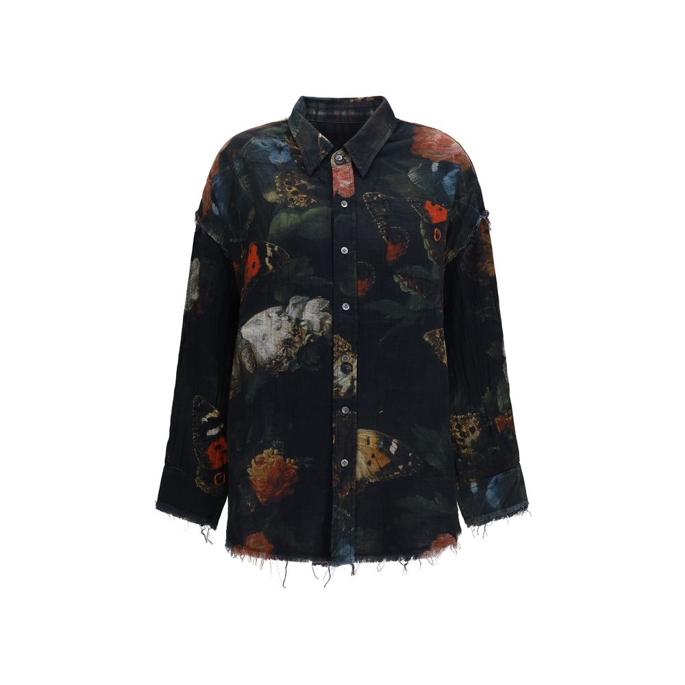 R13 Black Cotton Pattern Women's Shirt