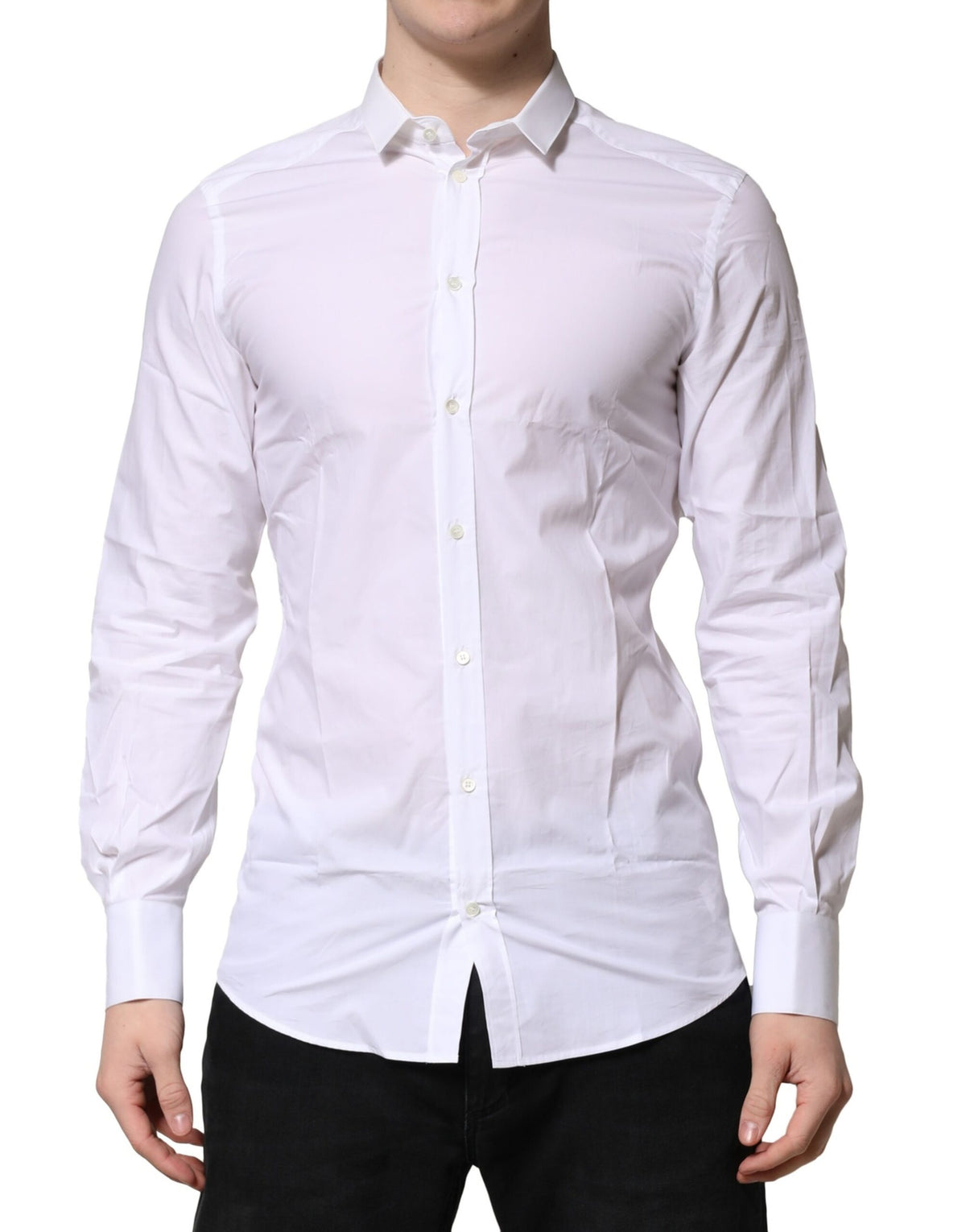Dolce & Gabbana White Cotton Dress Men's Shirt