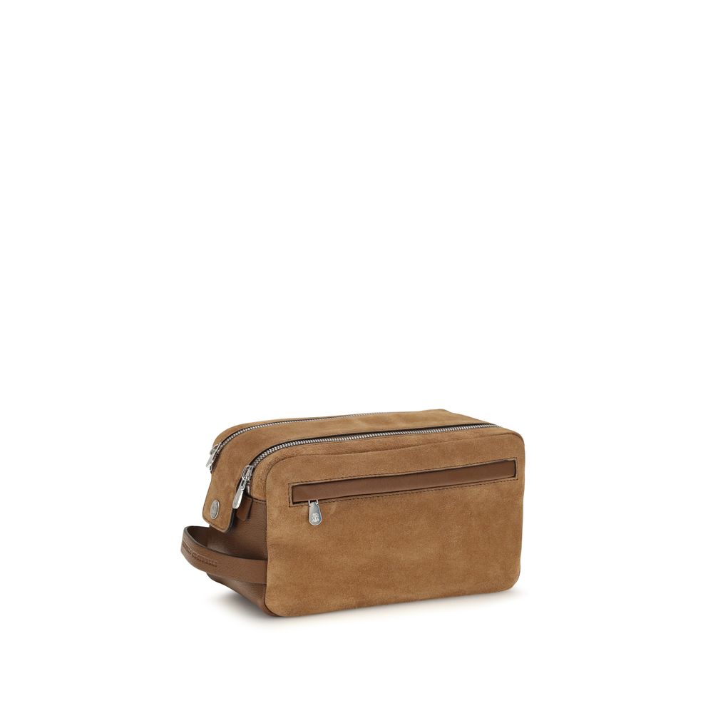 Brunello Cucinelli Beige Suede Leather Men's Accessories