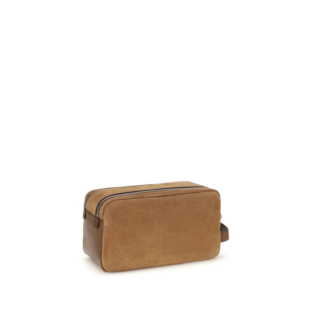 Brunello Cucinelli Beige Suede Leather Men's Accessories
