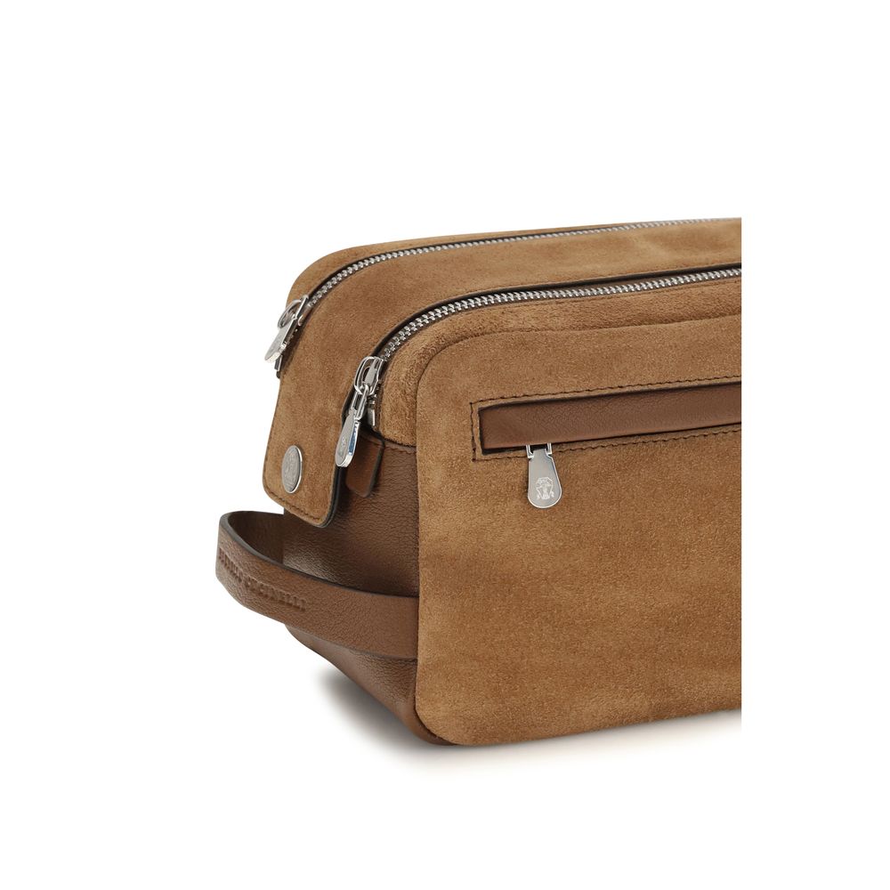 Brunello Cucinelli Beige Suede Leather Men's Accessories