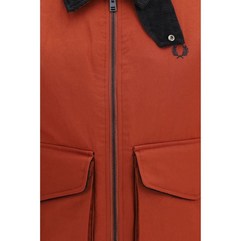 Fred Perry Red Recycled Polyamide Full-Length Men's Jacket