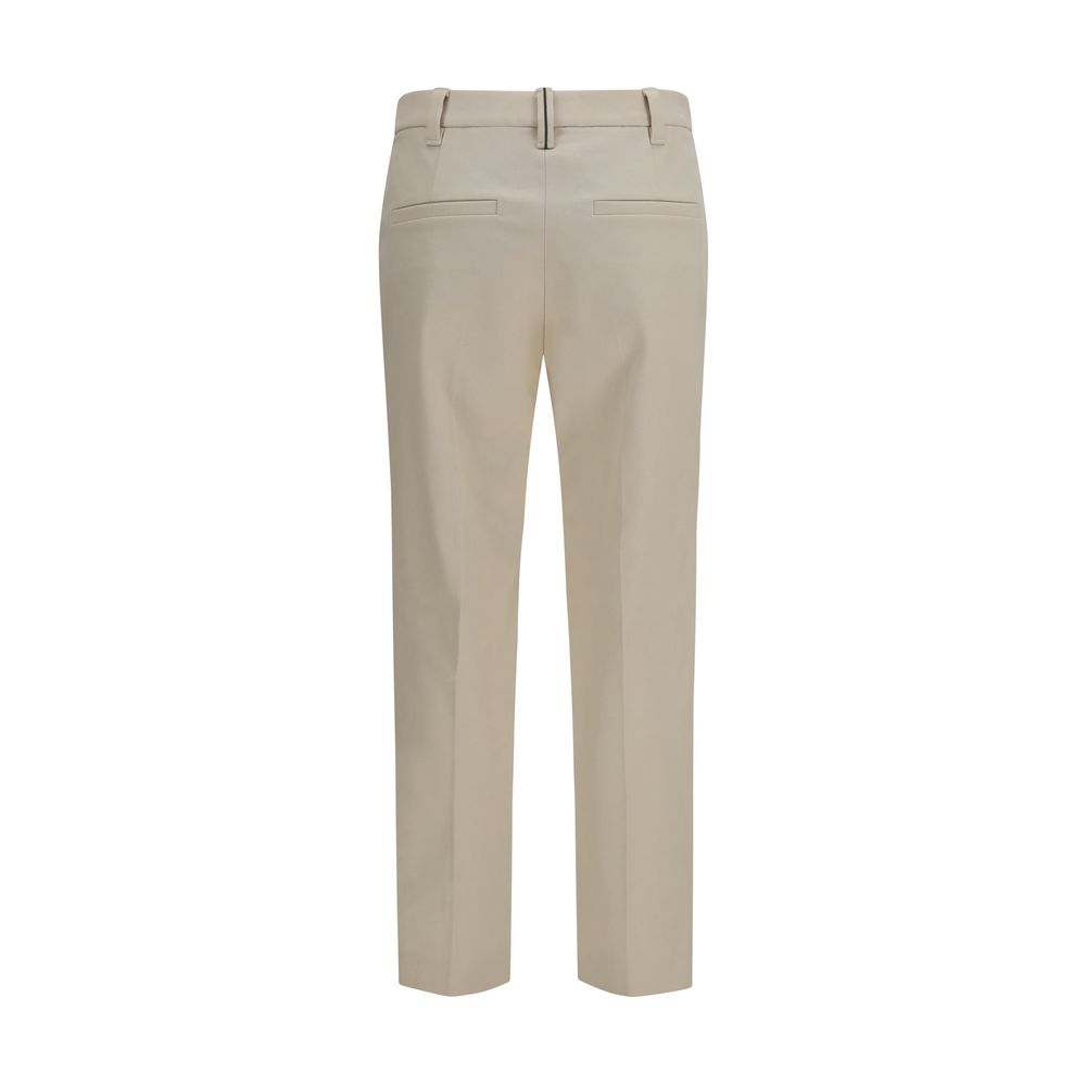Brunello Cucinelli Beige Cotton Dress Women's Pants