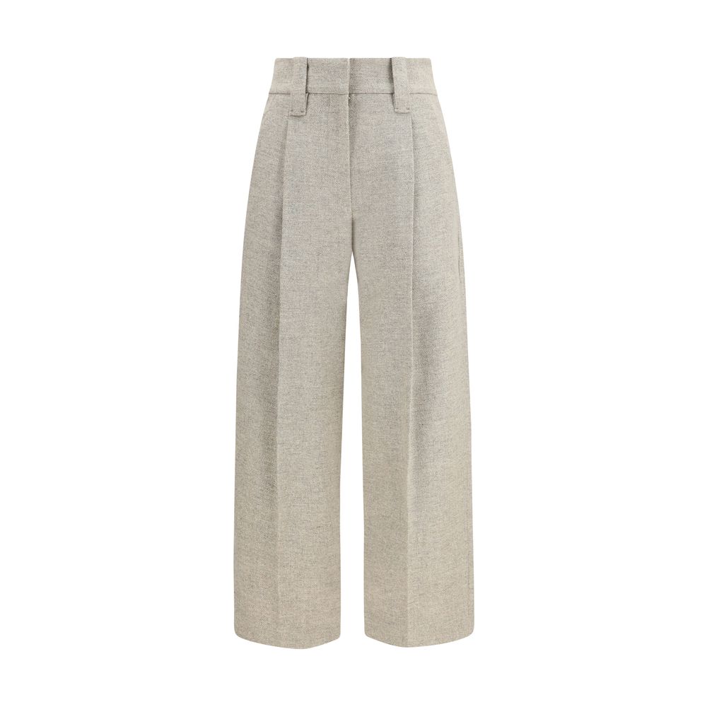 Brunello Cucinelli Beige Wool Oves Aries Dress Women's Pants