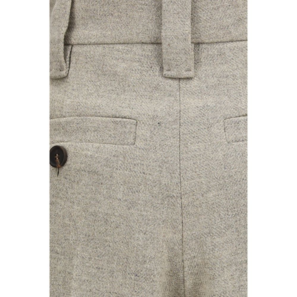 Brunello Cucinelli Beige Wool Oves Aries Dress Women's Pants