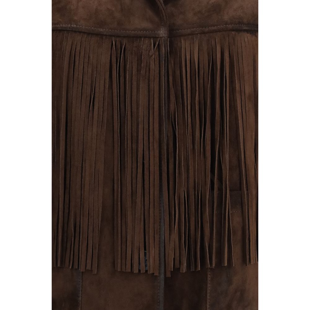 Golden Goose Brown Suede Leather Leather Women's Jacket