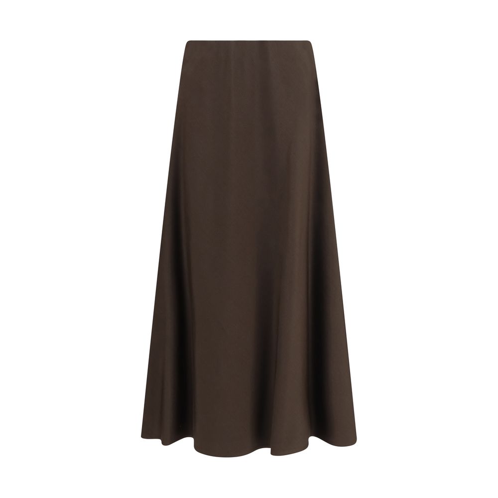 Brunello Cucinelli Brown Wool Oves Aries Midi Women's Skirt