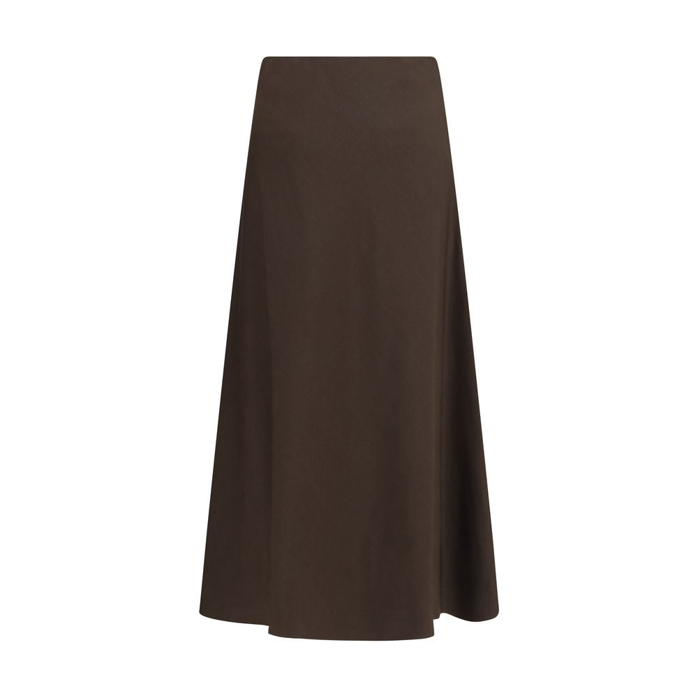 Brunello Cucinelli Brown Wool Oves Aries Midi Women's Skirt