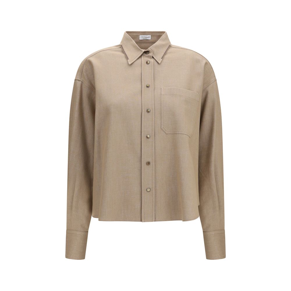 Brunello Cucinelli Beige Denim Women's Shirt