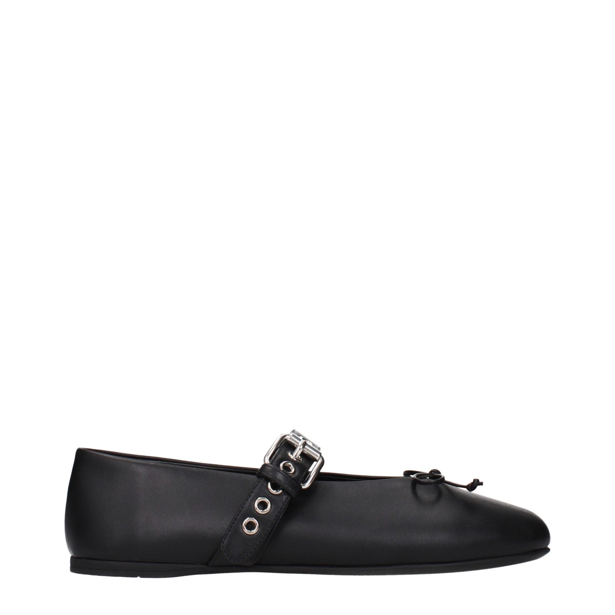 Miu Miu Black Leather Ballet Women's Flats
