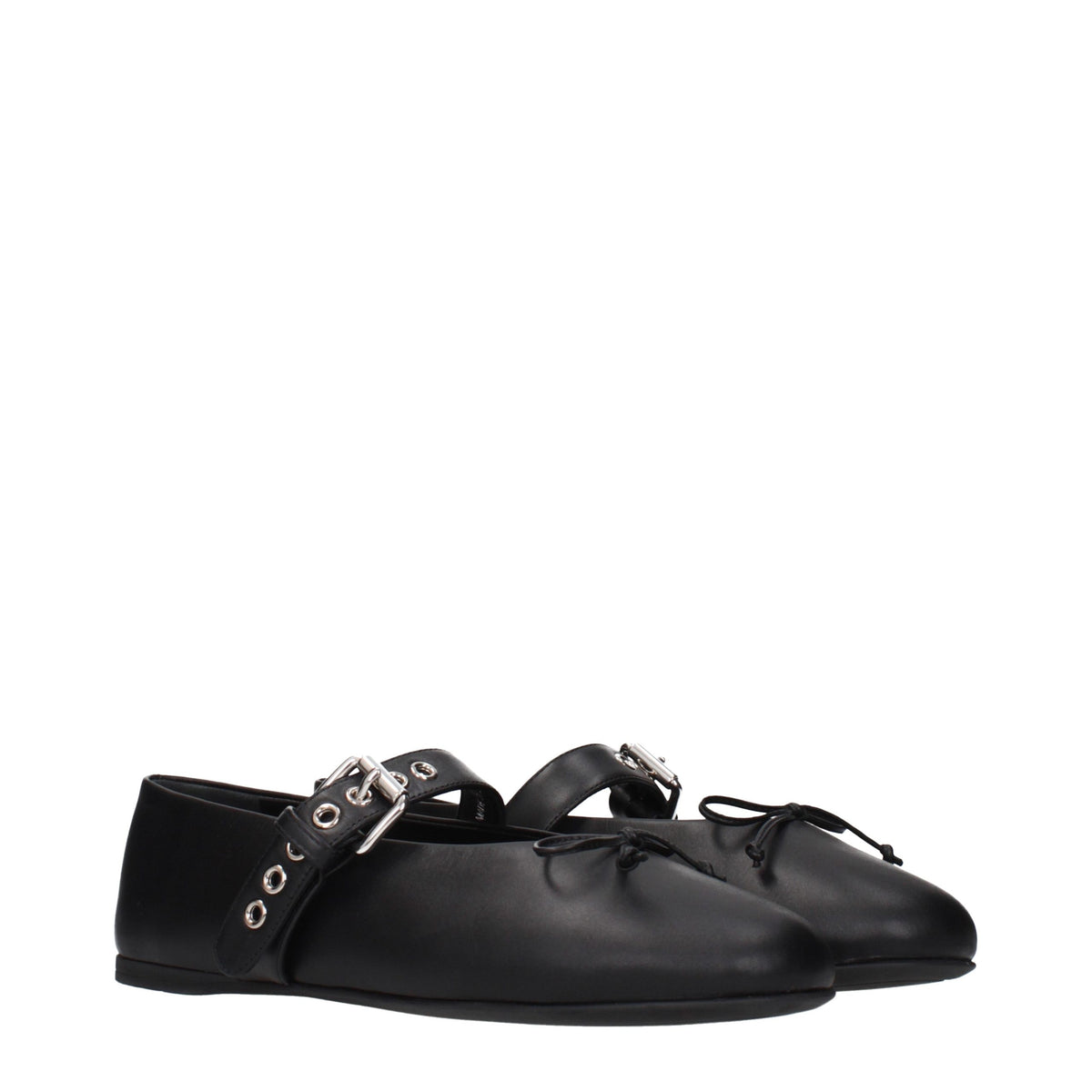 Miu Miu Black Leather Ballet Women's Flats
