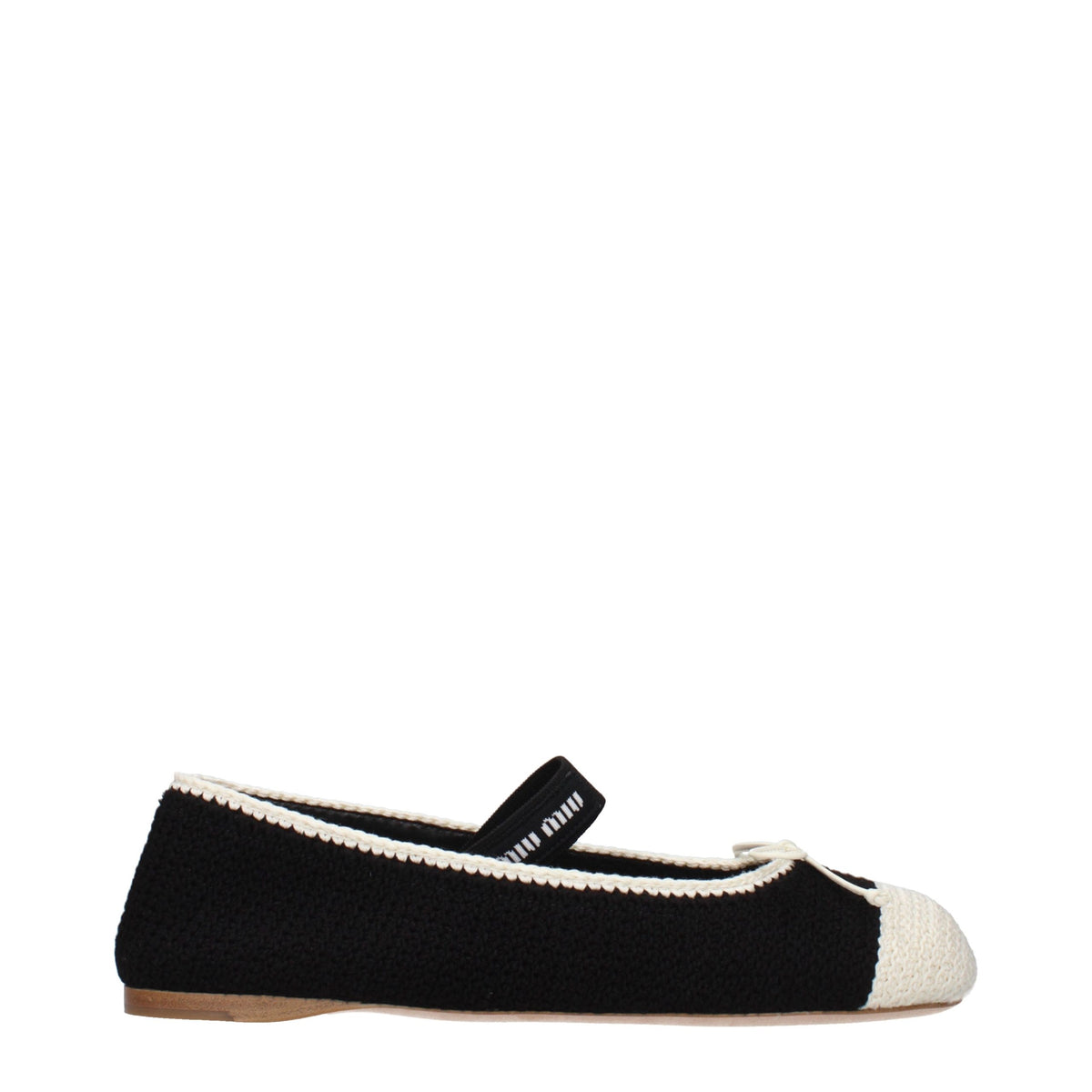 Miu Miu Black Fabric Ballet Women's Flats