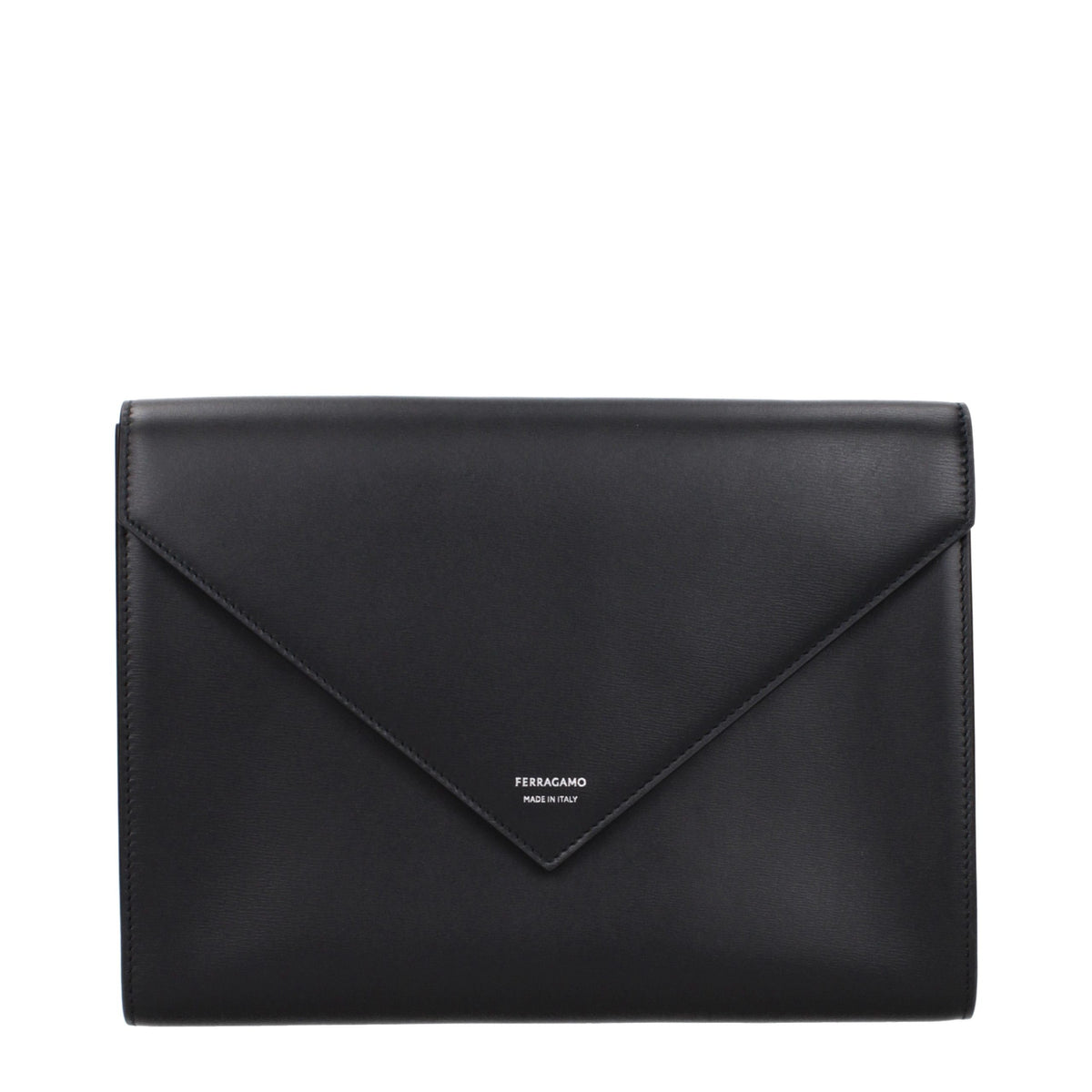 Ferragamo Black Leather Clutch Men's Bag