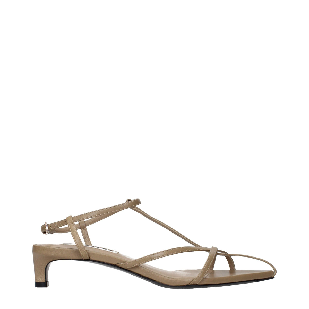 Jil Sander Beige Leather Flat Women's Sandals