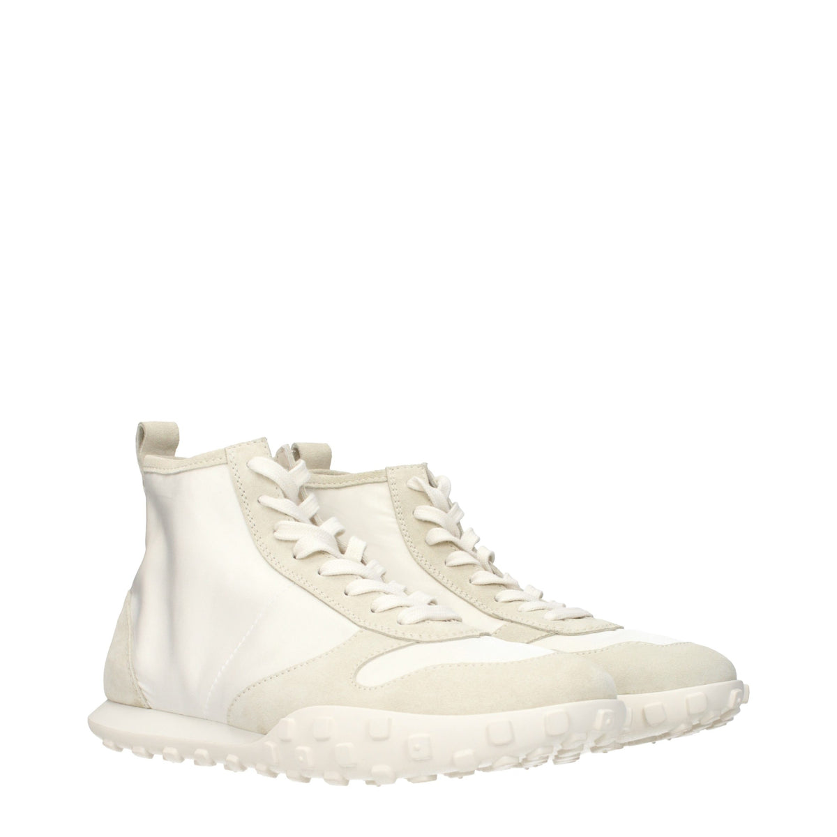 Jil Sander White Fabric High Top Men's Sneakers