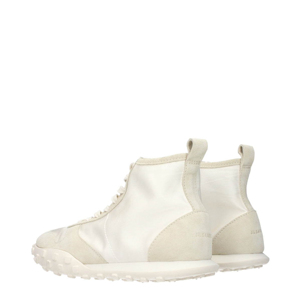 Jil Sander White Fabric High Top Men's Sneakers