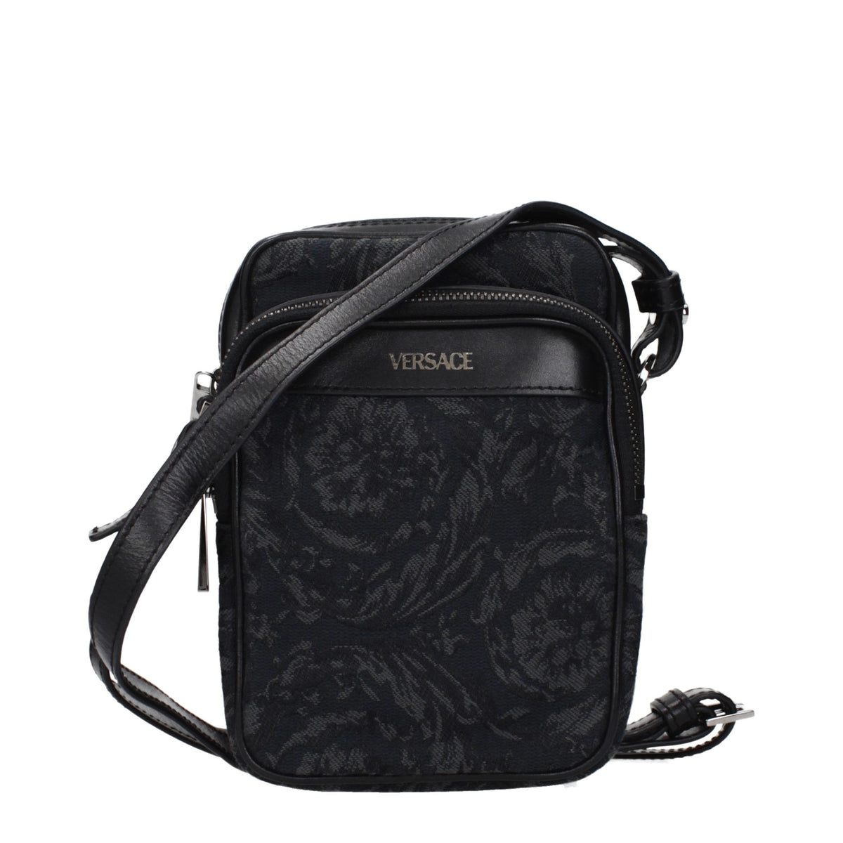 Versace Black Fabric Crossbody Men's Bag