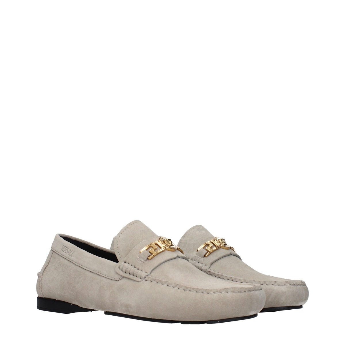 Versace Gray Leather Slip-On Men's Loafers
