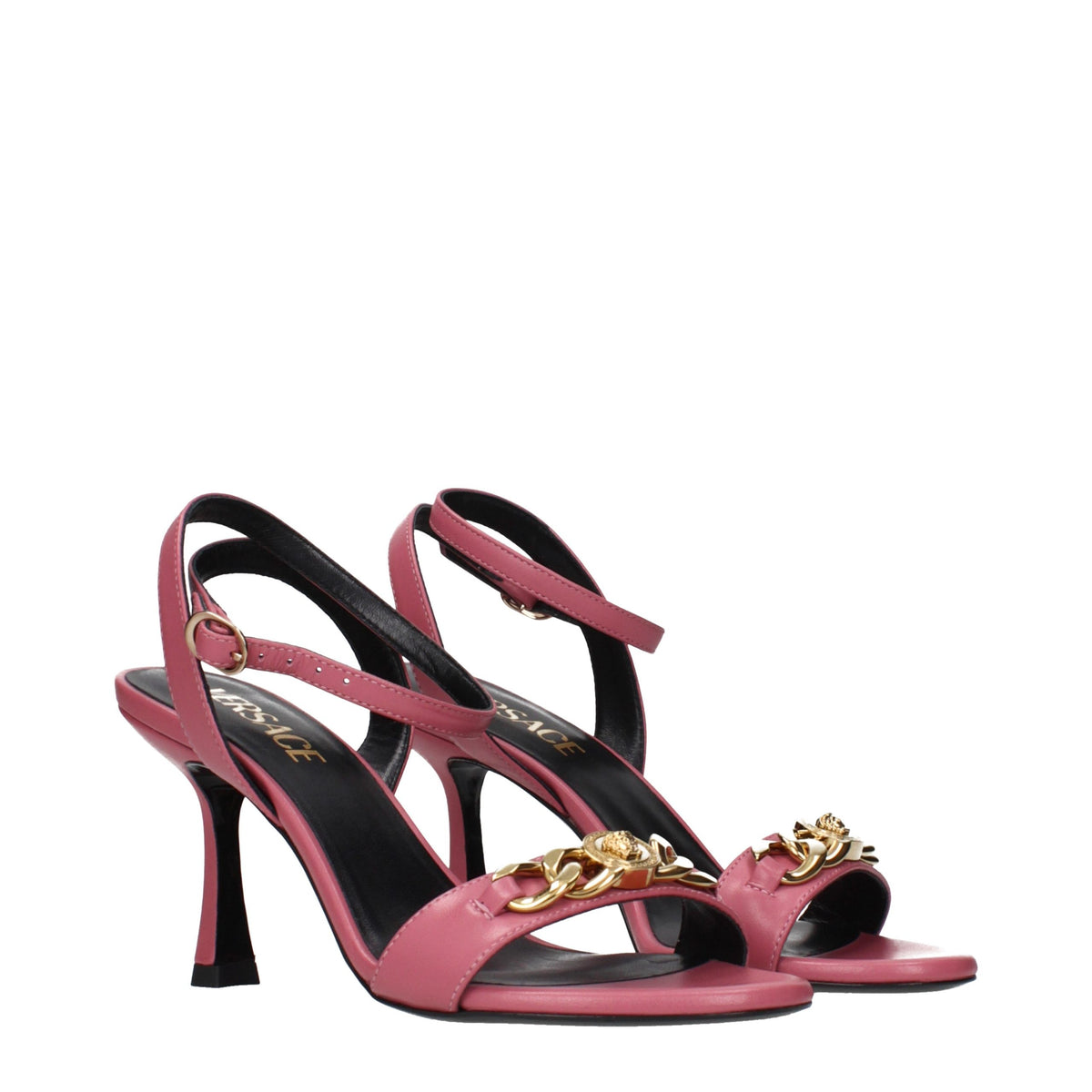 Versace Pink Leather Stiletto Heel Women's Sandals