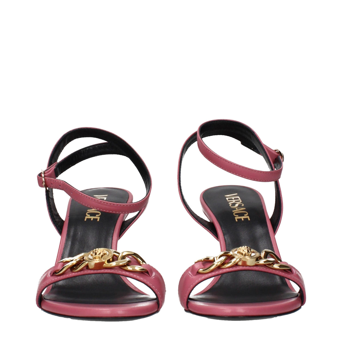 Versace Pink Leather Stiletto Heel Women's Sandals