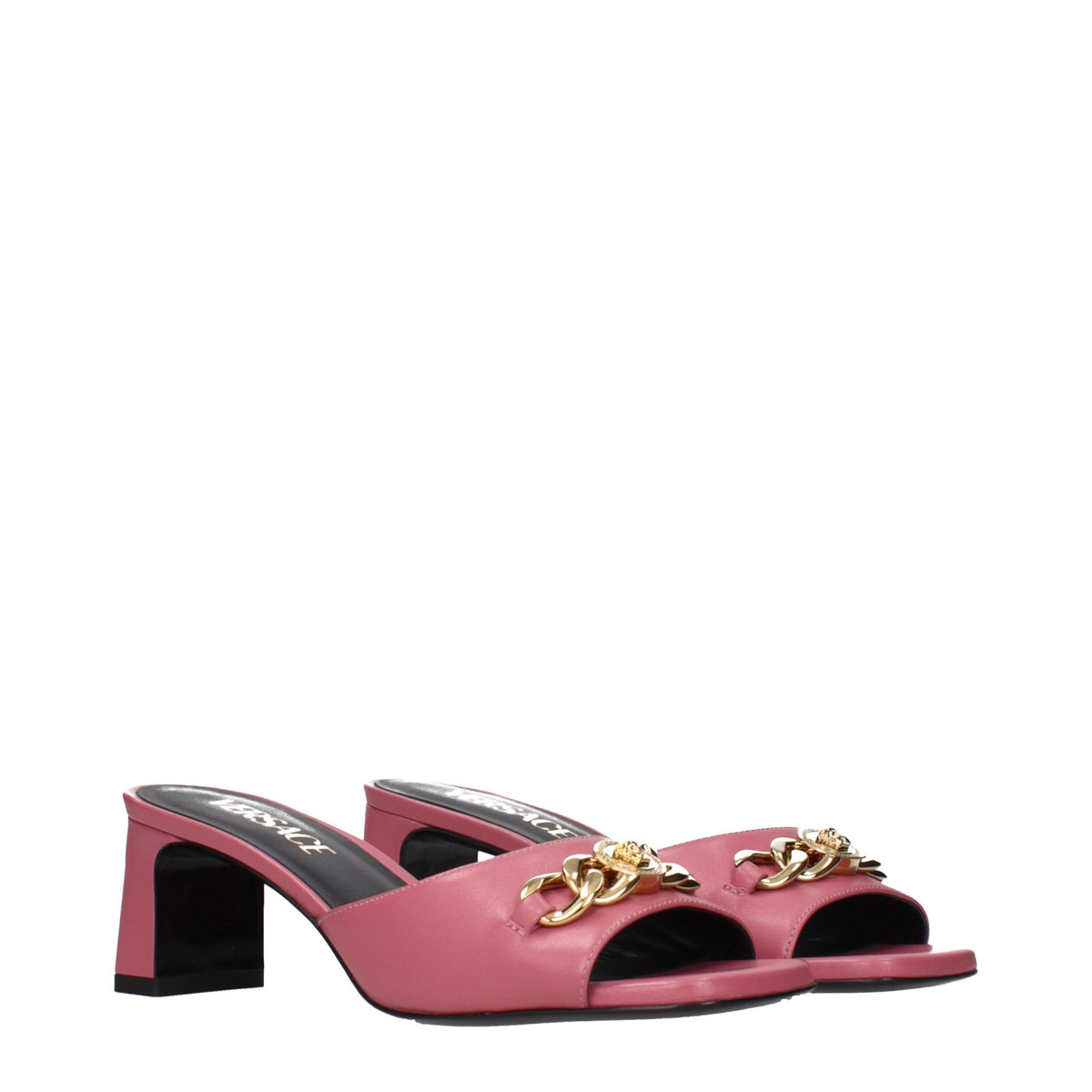 Versace Pink Leather Flat Women's Sandals