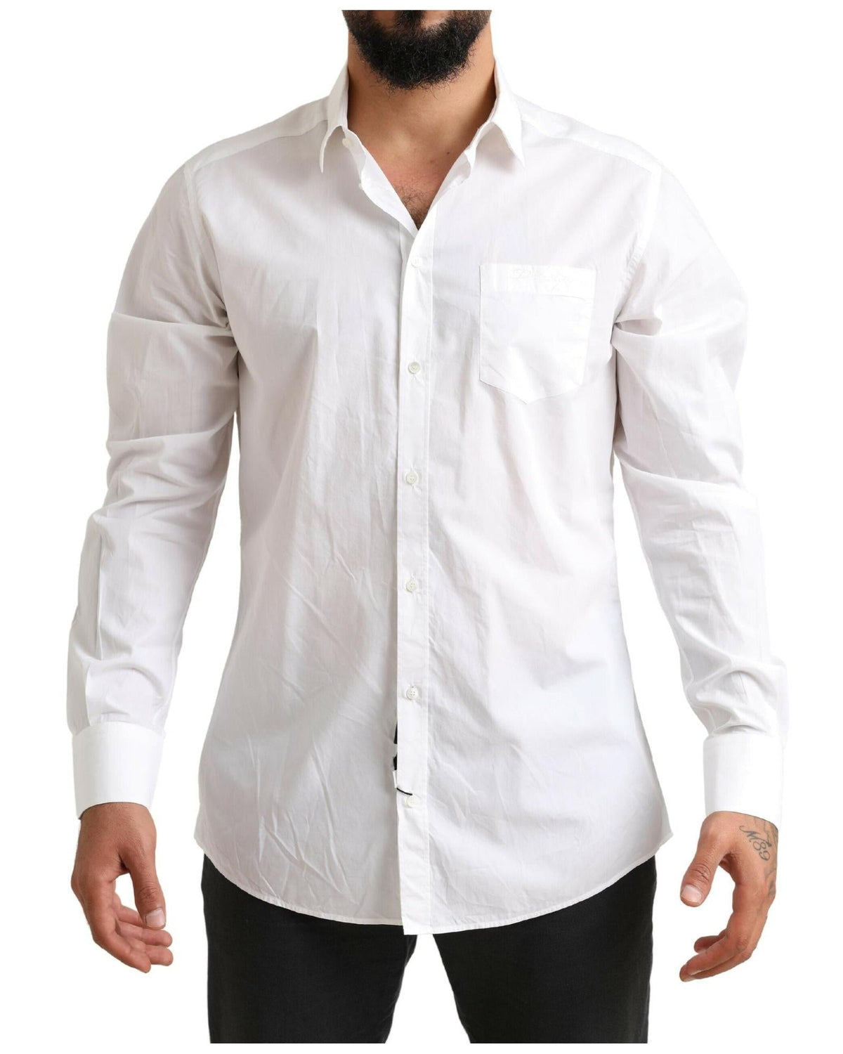 Dolce & Gabbana White Cotton Dress Men's Shirt